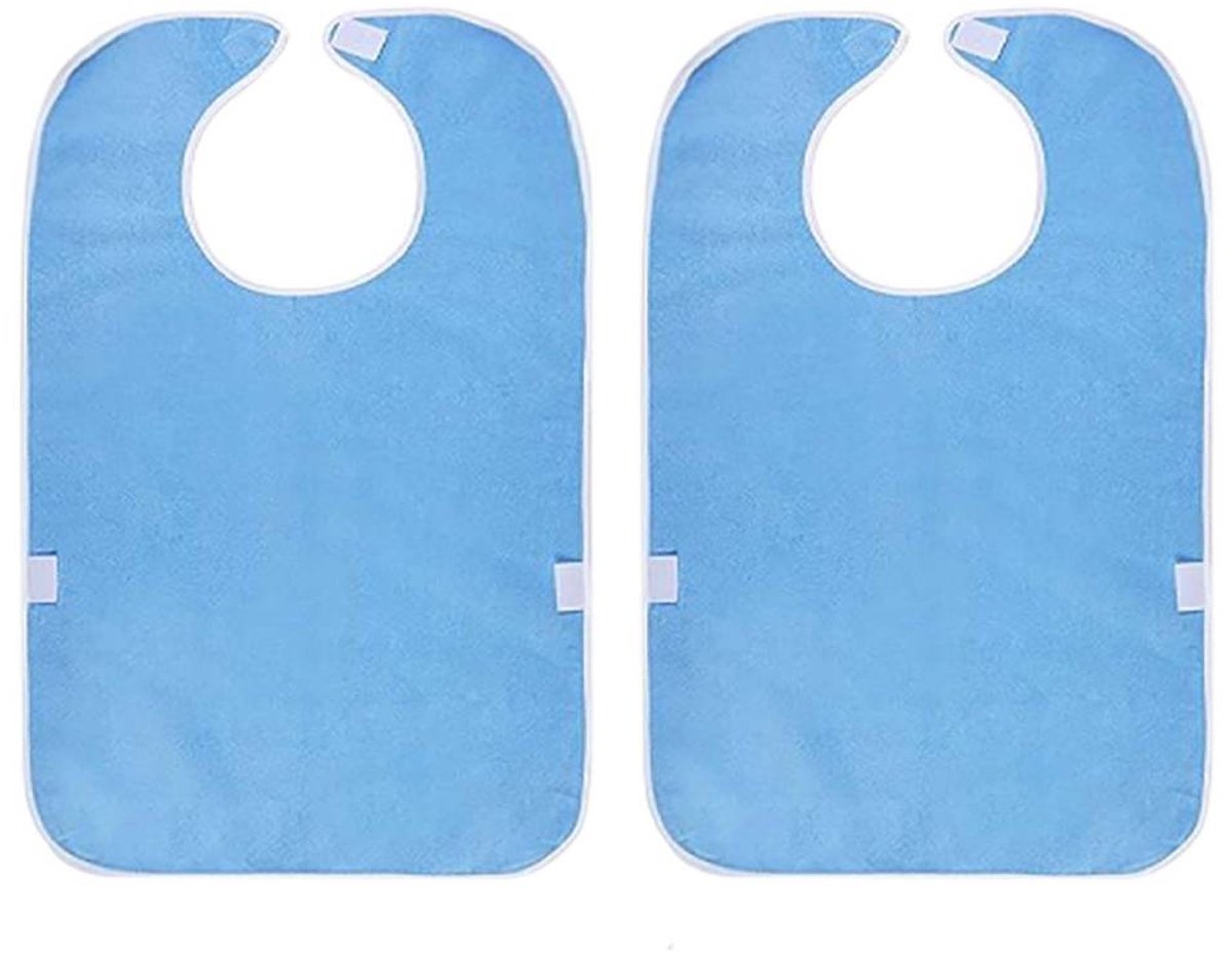 2-Pack - Stain-Resistant Feeding Bibs - Adjustable - Elderly Care Bibs - Light Blue V1188-ZXY-10691