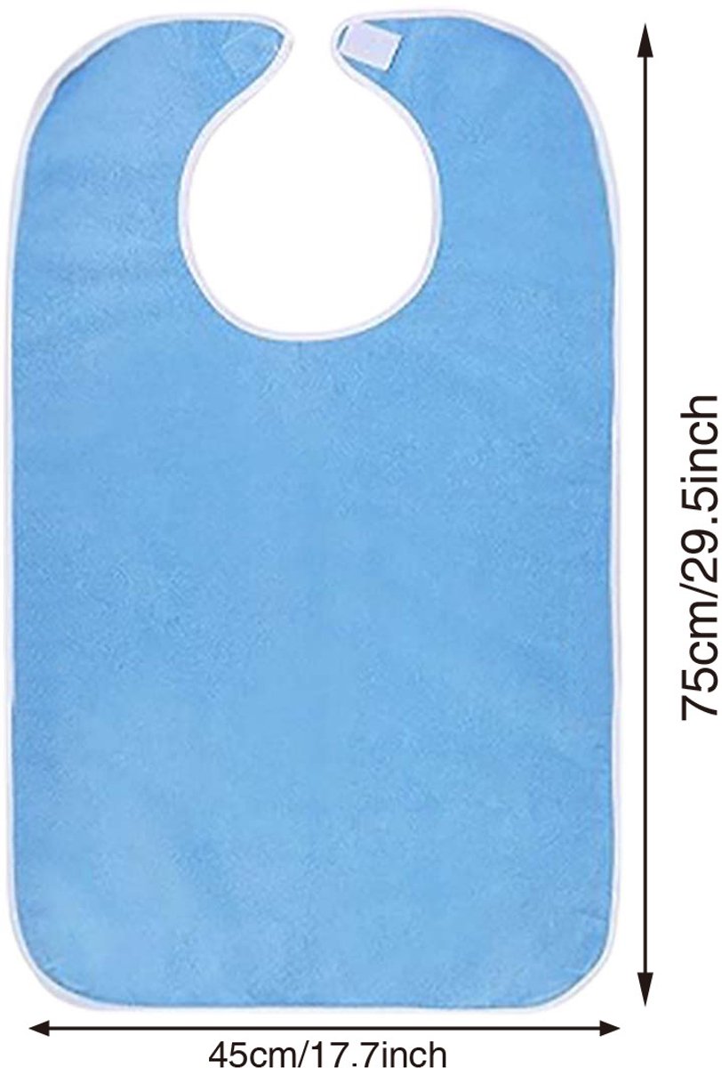 2-Pack - Stain-Resistant Feeding Bibs - Adjustable - Elderly Care Bibs - Light Blue V1188-ZXY-10691