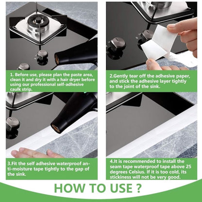 Waterproof Sealing Tape - for floors, walls, countertops, sinks, bathrooms, toilets and baths - 2-pack V1188-ZXY-10694