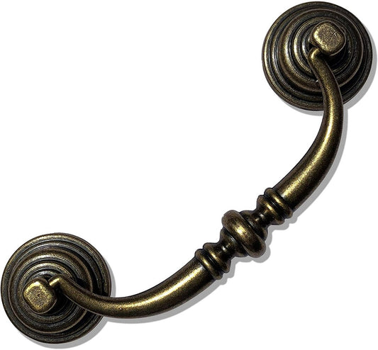 10 Pieces 4.25 Inch Center Hole Shabby Chic Drawer Pulls - Antique Bronze Kitchen Cabinet Pulls with Buckles V1188-ZXY-10698