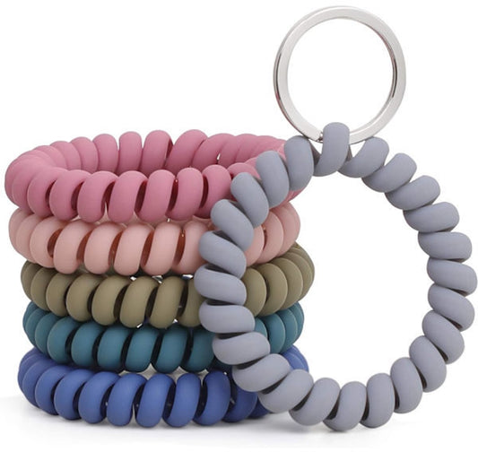 Elastic Bracelet Keychain - Flexible Spiral Bracelet Keychain - For Sauna, Gym, Swimming Pool, ID Card & V1188-ZXY-10701