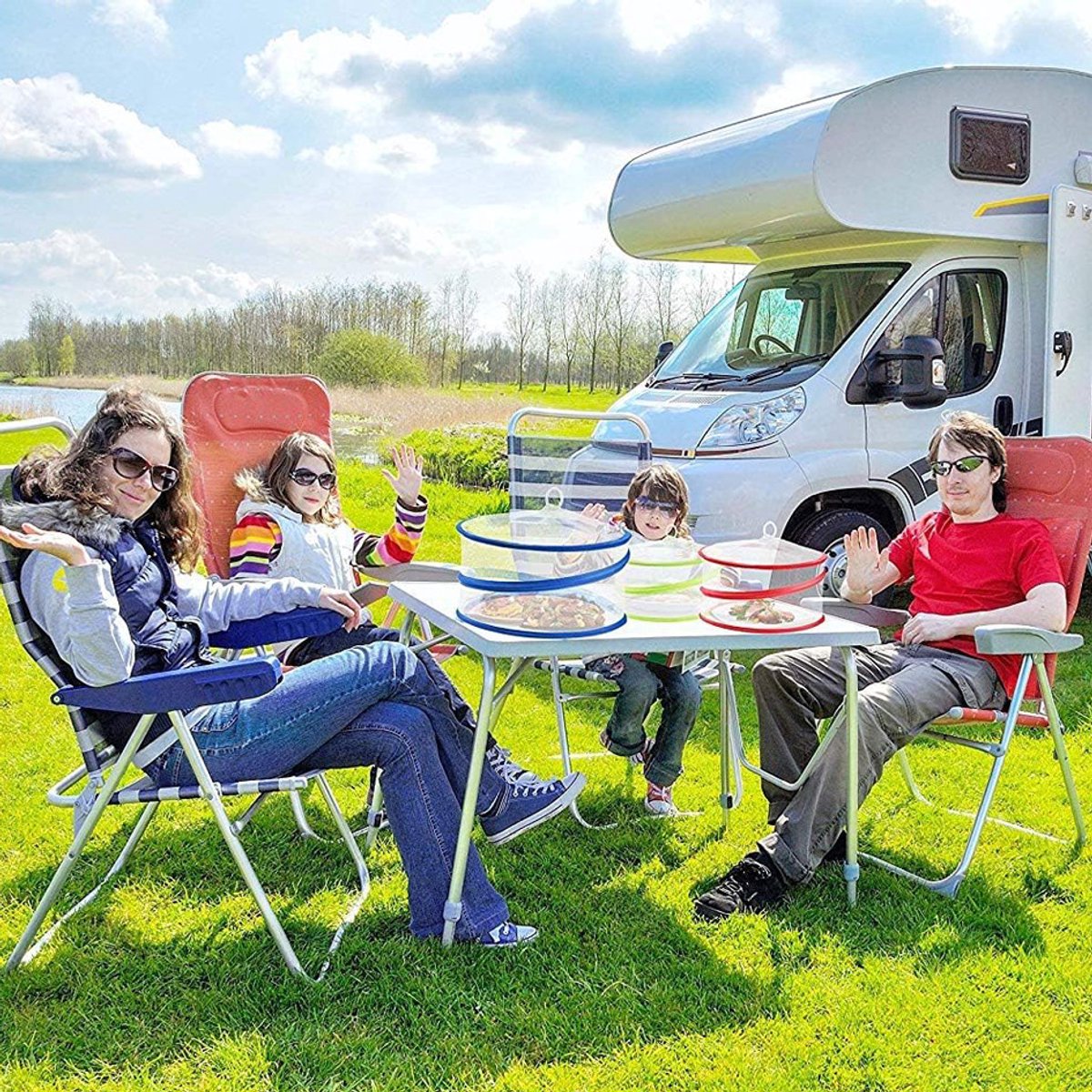 Pop-Up Food Umbrellas with Fine Mesh - Foldable Bottomless Insect Screen - Ideal for Home and Camping - Green V1188-ZXY-10705