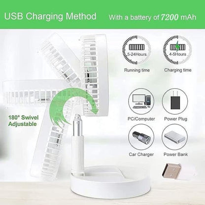 Folding Desk Fan - Adjustable Design - Cordless & Versatile - Foldable Standing Desk Fan V1188-ZXY-10706