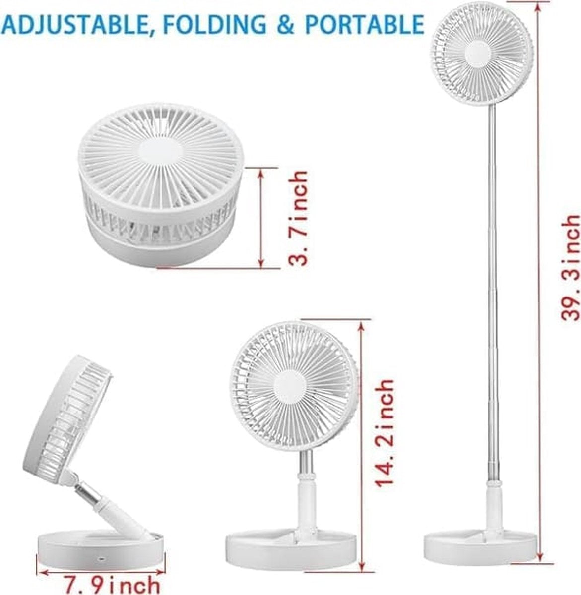 Folding Desk Fan - Adjustable Design - Cordless & Versatile - Foldable Standing Desk Fan V1188-ZXY-10706