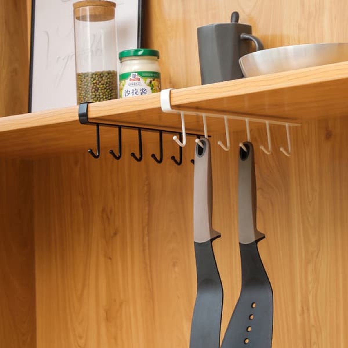 Storage Hooks - Shelf Hanger - White - with 6 hooks V1188-ZXY-10711