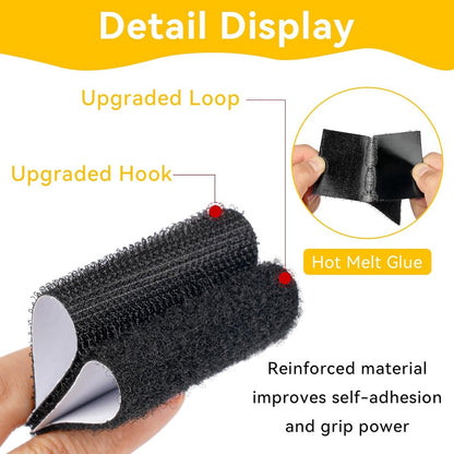 Self-adhesive hook and loop tape - 20 sheets - 50 x 100 mm Self-adhesive hook and loop tape - Wide hook and V1188-ZXY-10714