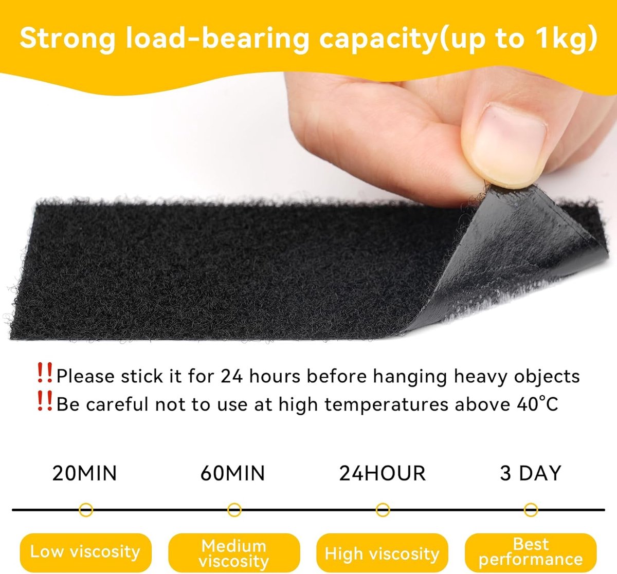 Self-adhesive hook and loop tape - 20 sheets - 50 x 100 mm Self-adhesive hook and loop tape - Wide hook and V1188-ZXY-10714