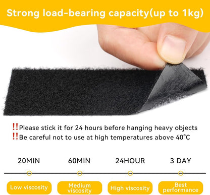 Self-adhesive hook and loop tape - 20 sheets - 50 x 100 mm Self-adhesive hook and loop tape - Wide hook and V1188-ZXY-10714
