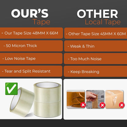 Transparent packaging tape on a roll - 48 mm x 66 m - Strong - Low noise - Strong, extra adhesive - For V1188-ZXY-10715