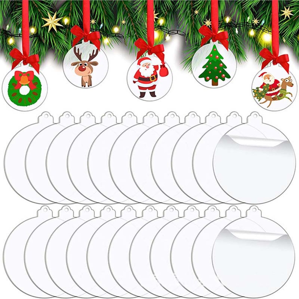 Ornaments - 20 pieces - Christmas tree decorations - Christmas tree decorations - Blank round pieces for V1188-ZXY-10718