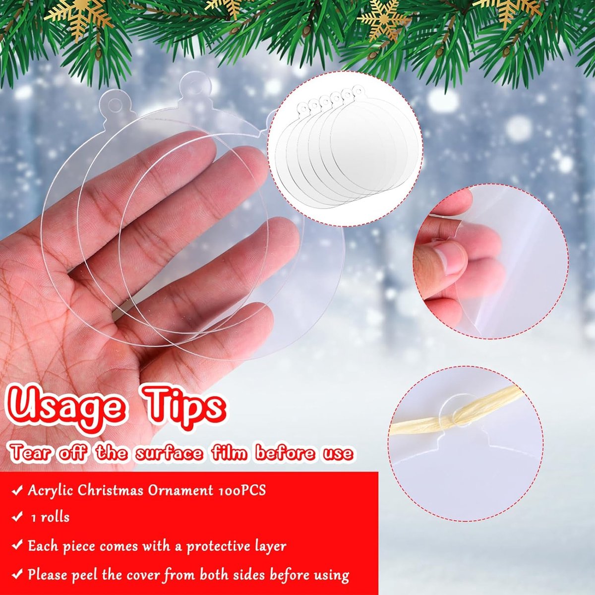 Ornaments - 20 pieces - Christmas tree decorations - Christmas tree decorations - Blank round pieces for V1188-ZXY-10718