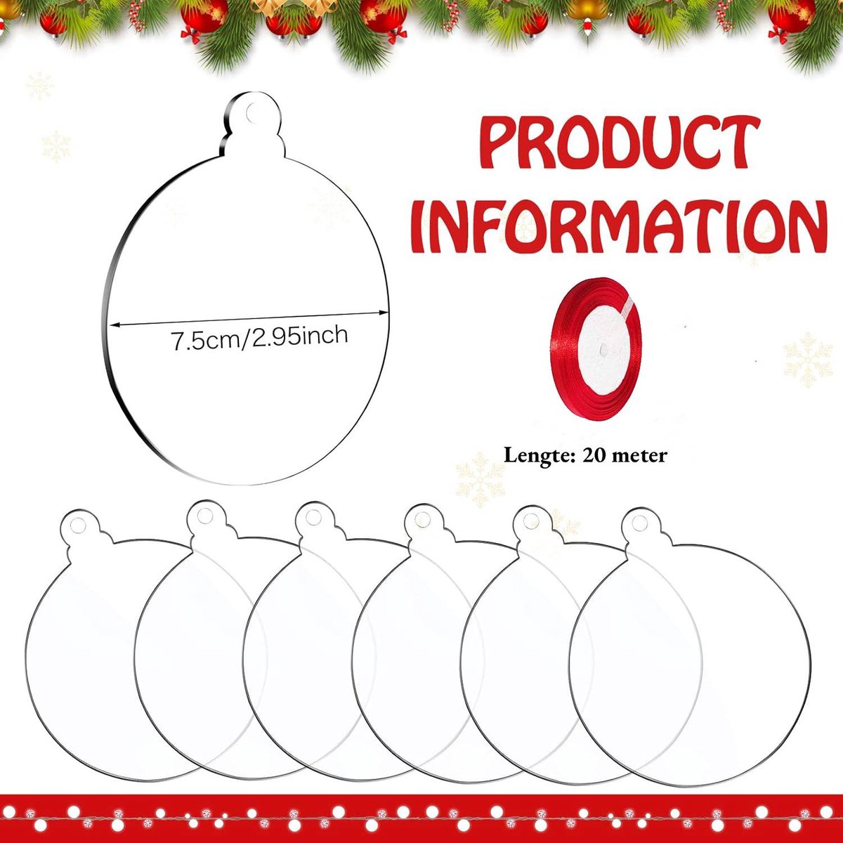 Ornaments - 20 pieces - Christmas tree decorations - Christmas tree decorations - Blank round pieces for V1188-ZXY-10718
