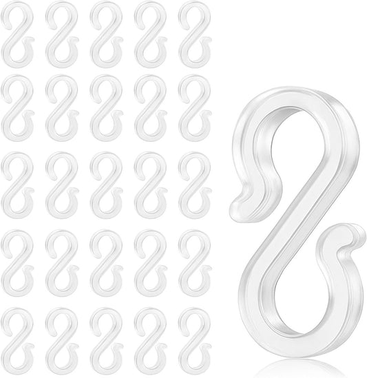 Hooks - Groove Hooks - 50 pieces - 3.5 cm - Transparent - Reusable plastic - Mini S-shaped design - Groove V1188-ZXY-10719