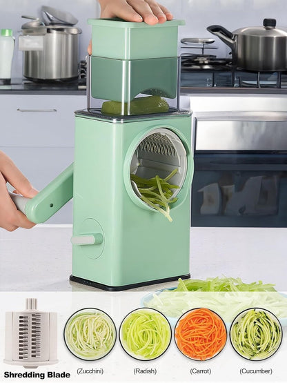 Rotating Cheese Grater with 3 Blades & Collection Tray - Multifunctional Cheese Grater - Includes Suction Cup V1188-ZXY-10729