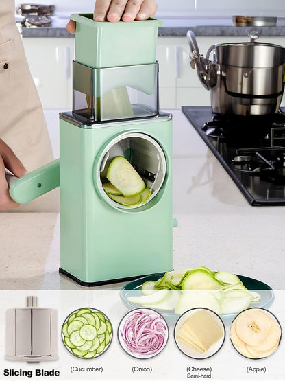 Rotating Cheese Grater with 3 Blades & Collection Tray - Multifunctional Cheese Grater - Includes Suction Cup V1188-ZXY-10729