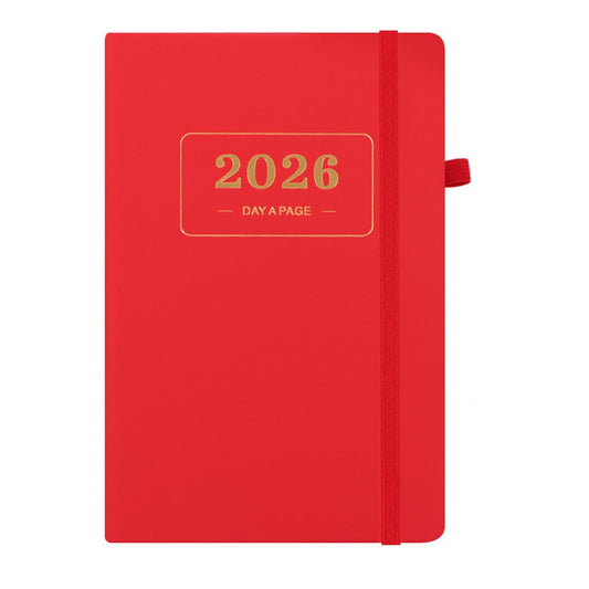2026 Daily Planner - 2026 Adult Agenda - 1 Day on 1 Page - 365 Day Planner & Notebook - 14.0*20.8cm - Red V1188-ZXY-10753