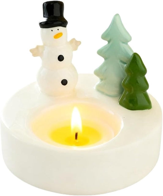 1 Piece - Ceramic Tea Light Holder - Desk Decoration - Snowman Candle Holder - Dining Table Ornament - V1188-ZXY-10759