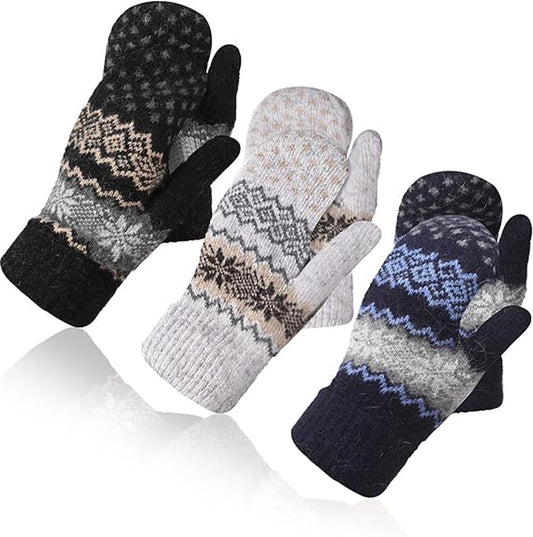 Gloves - Pack of 3 pairs - winter gloves - men's gloves - women's gloves - Knitted imitations - Suitable for V1188-ZXY-10763