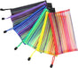 Storage Bags - Set of 6 - Pencil Case - 6 different colored mesh pockets with zipper - Nylon pencil case - V1188-ZXY-10765