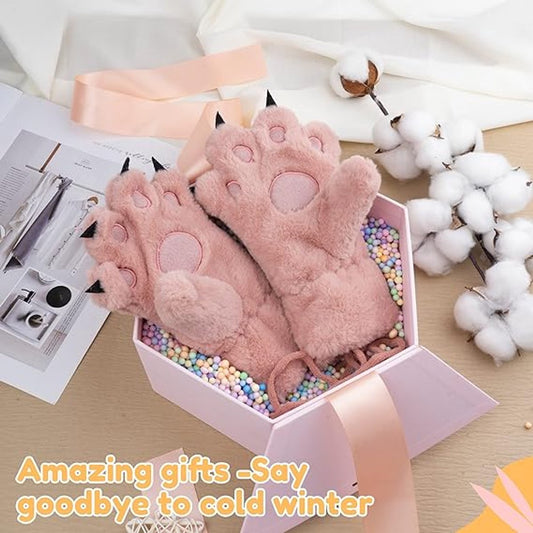 Gloves - 1 pair - Winter gloves - Cartoon gloves - Neckband - Children's gloves - Warm gloves - Plush gloves V1188-ZXY-10766