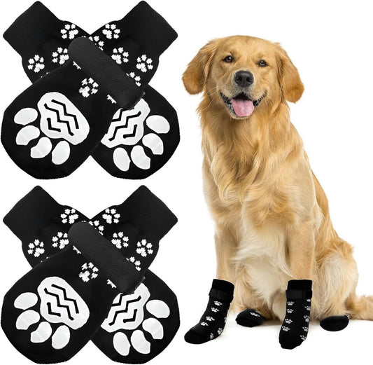 Dog Shoes - Dog Shoe Paw Pads - Non-slip Dog Socks 4-Piece Set - Dog Socks with Adjustable Shoulder Straps - V1188-ZXY-10768