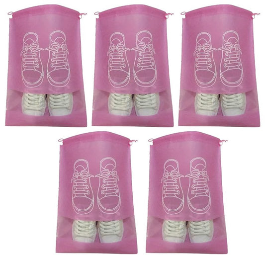 Shoe Bags - Pack of 5 - Shoe Bag - Travel and Storage Bag - Water-Repellent - Travel Organizer - Pink V1188-ZXY-10774