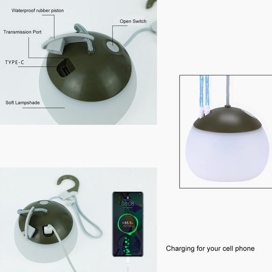 Night Light - Outdoor Camping Lamp - Atmospheric Decorative Lighting - Round Camping Lamp - 3 Brightness V1188-ZXY-10780