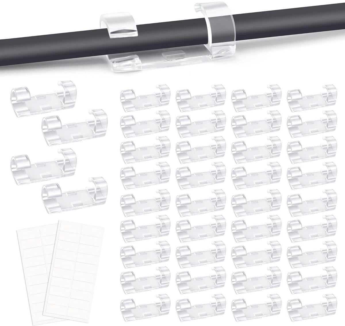 Transparent Cable Clips Self-Adhesive - Cable Organizer - 120 pieces - Cable Tray - Cable Ties - Cable Lock - V1188-ZXY-10787