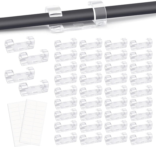 Transparent Cable Clips Self-Adhesive - Cable Organizer - 120 pieces - Cable Tray - Cable Ties - Cable Lock - V1188-ZXY-10787