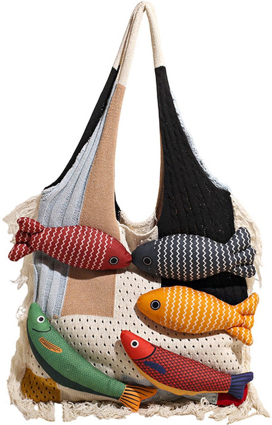 Shoulder Bag - Spacious Storage Bag - Versatile Knitted Bag - Tassel Shopping Bag - Perfect for Day Trips and V1188-ZXY-10795