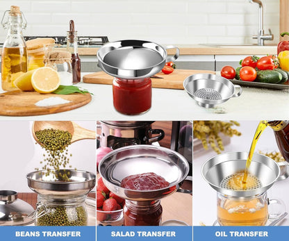 3-Pack - Funnels - Stainless Steel - Kitchen Funnels - Jam Can Funnels V1188-ZXY-10812