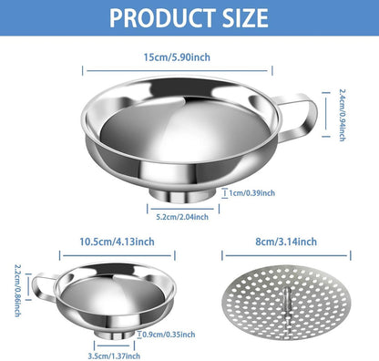 3-Pack - Funnels - Stainless Steel - Kitchen Funnels - Jam Can Funnels V1188-ZXY-10812