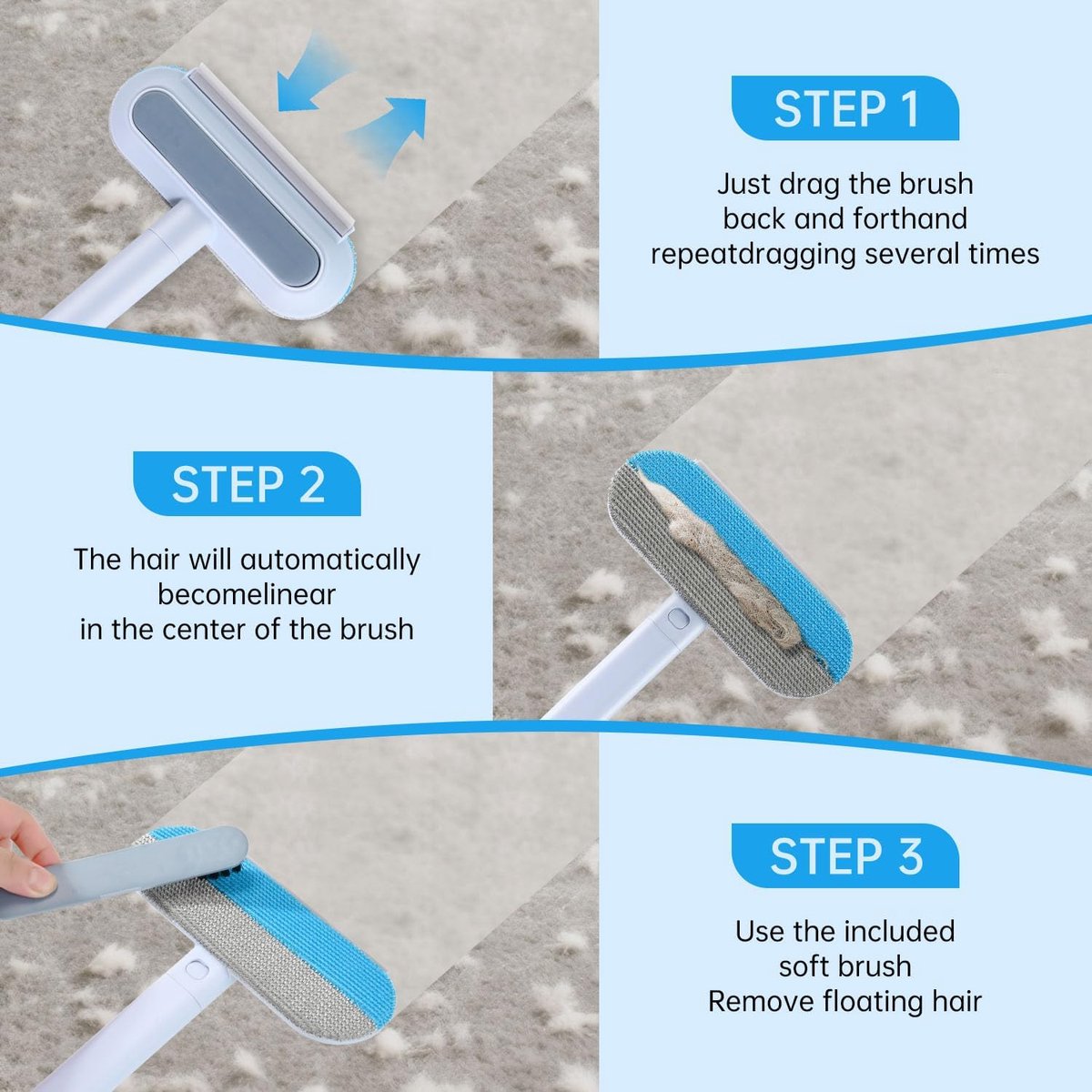 Pet Hair Remover - Manual Lint Brush - Suitable for sofas, cat beds and floors. V1188-ZXY-10817
