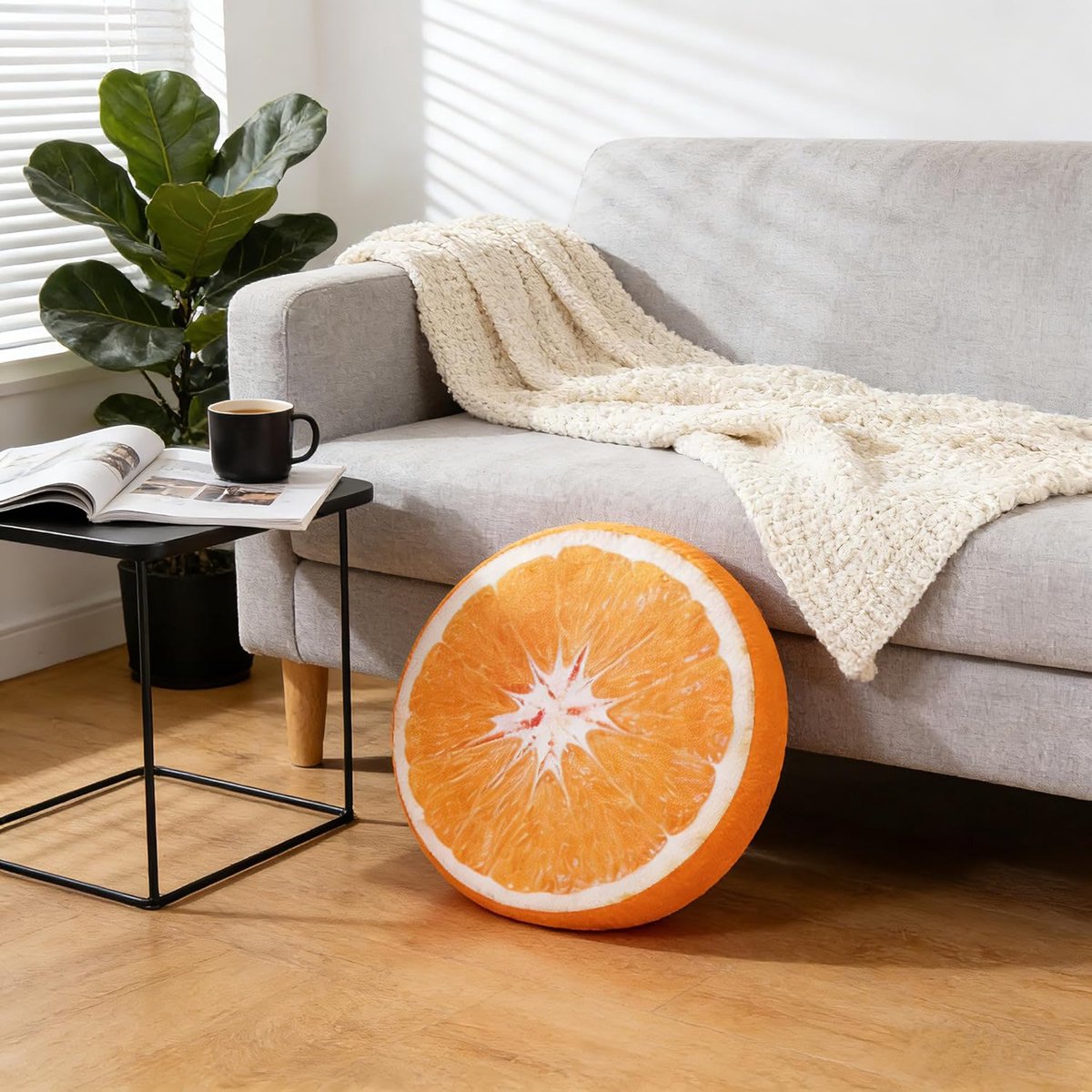 Round decorative cushion - soft filled cushion - play cushion - 40 cm - orange - suitable for sofas, chairs, V1188-ZXY-10826