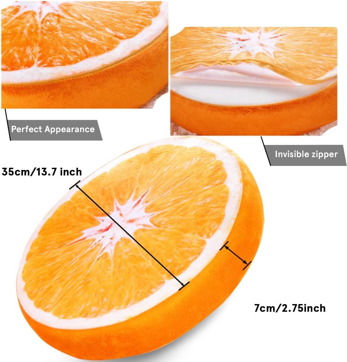 Round decorative cushion - soft filled cushion - play cushion - 40 cm - orange - suitable for sofas, chairs, V1188-ZXY-10826