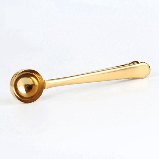 Coffee spoon - measuring spoon with closing clip - coffee accessories - bean spoon - measuring spoon - gold V1188-ZXY-10838