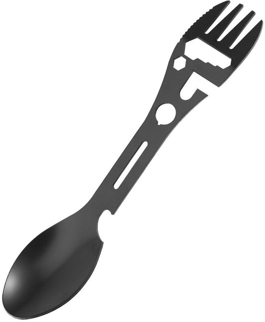 Stainless Steel Spoon and Fork - 10-in-1 Multitool - Works as a combination spoon, fork, knife, bottle opener V1188-ZXY-10844
