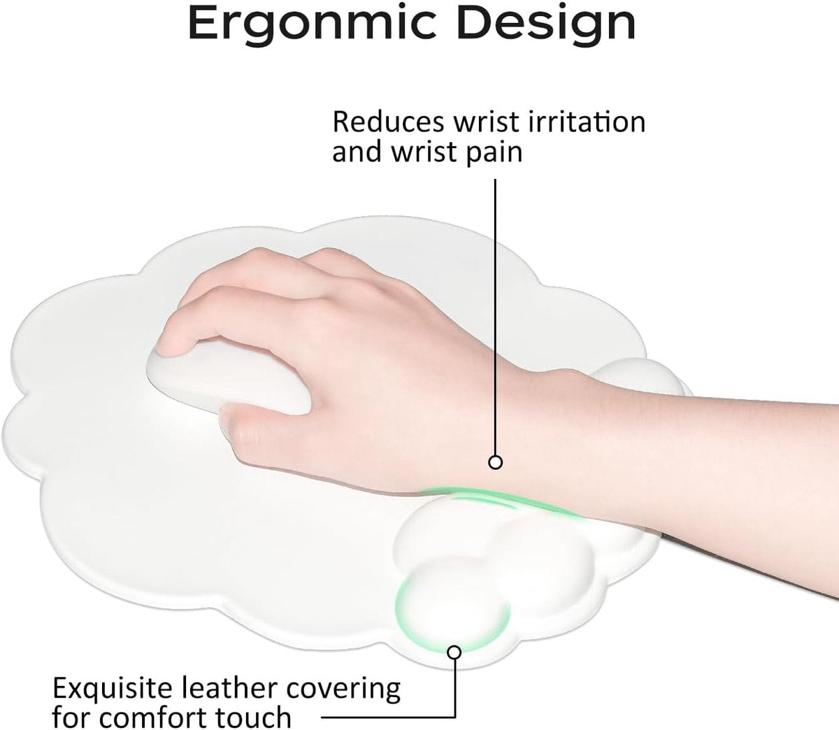Mouse Pad - Mouse Pad with Wrist Rest - Ergonomic Mouse Pad - Mouse Pad with Leather Surface, Suitable for V1188-ZXY-10848
