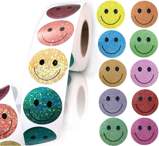 Glitter Dot and Smiley Face Stickers - Smiley Face Stickers for Kids - 500 Sheets of 1" Sheets, 10 Sheets of V1188-ZXY-10849