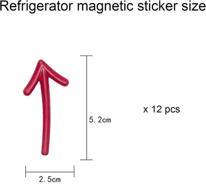 3D Arrow-Shaped Magnetic Notes - Fridge Magnets - 12-Piece Set for Whiteboard & Fridge - 2 Pieces in Each V1188-ZXY-10854