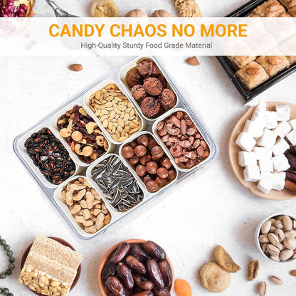 Snack Boxes - Divided trays with lids and handles - Transparent snack boxes for fruit, snacks, sweets and V1188-ZXY-10861