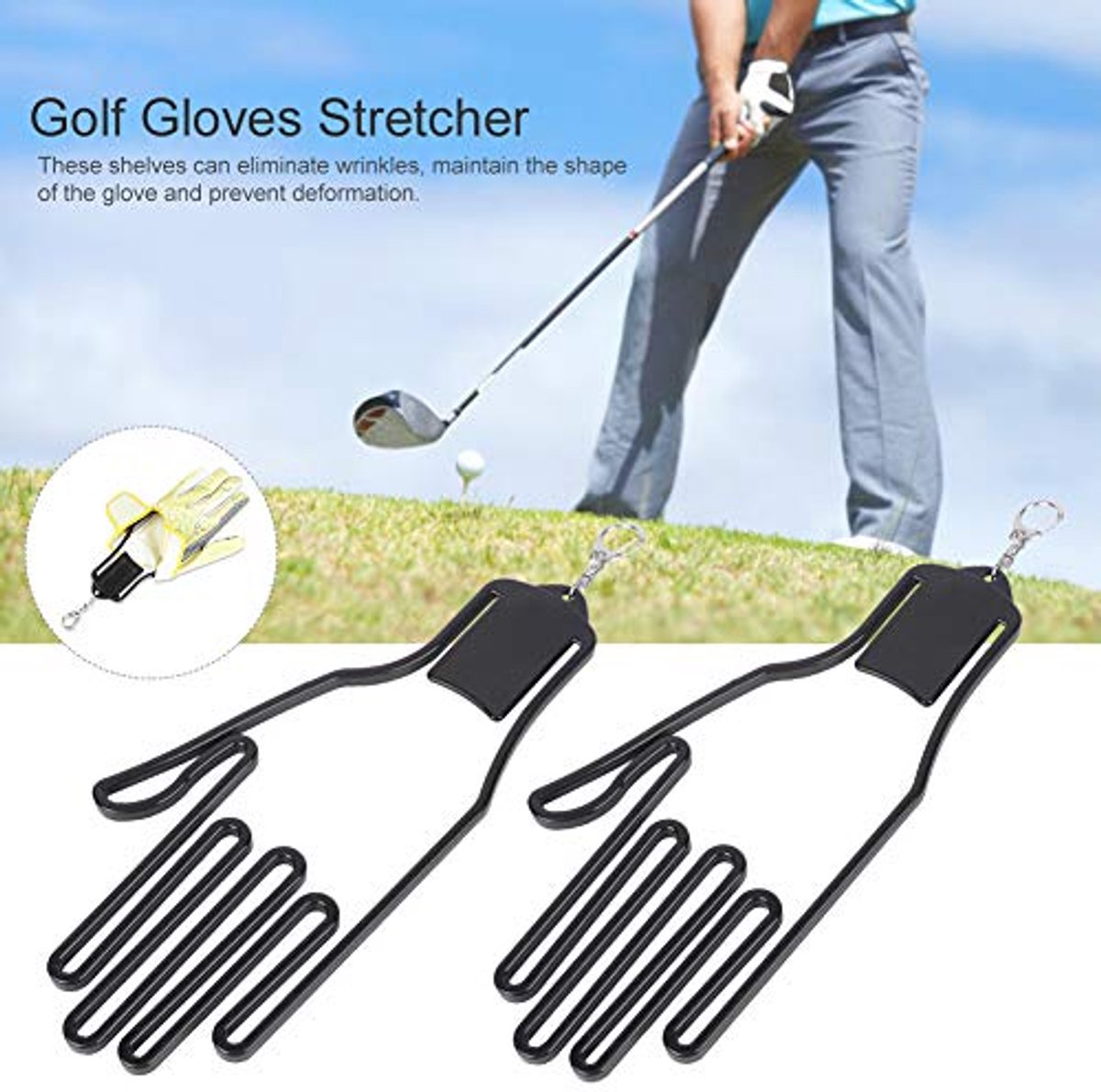 2-Pack Glove Supports - Black Plastic Frame to Prevent Deformation - For Golf & Outdoor Gloves V1188-ZXY-10863