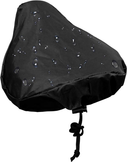Waterproof Bicycle Saddle Cover with Drawstring - Black - Universal Size 24x27 cm - Protects Against Rain & V1188-ZXY-10866