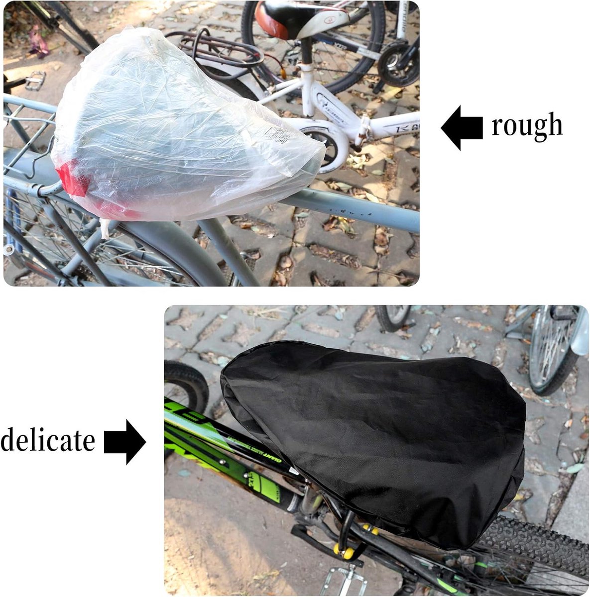 Waterproof Bicycle Saddle Cover with Drawstring - Black - Universal Size 24x27 cm - Protects Against Rain & V1188-ZXY-10866