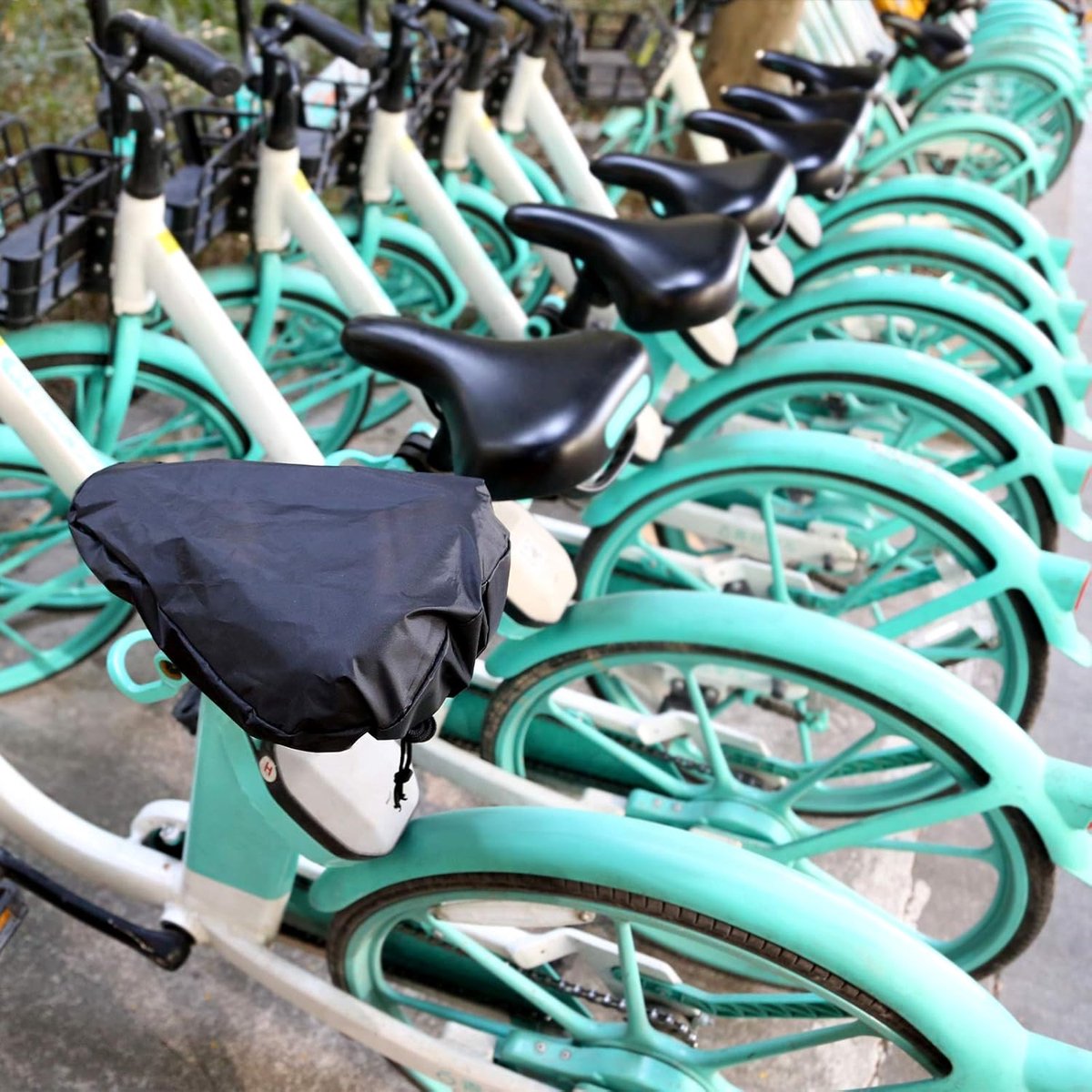 Waterproof Bicycle Saddle Cover with Drawstring - Black - Universal Size 24x27 cm - Protects Against Rain & V1188-ZXY-10866