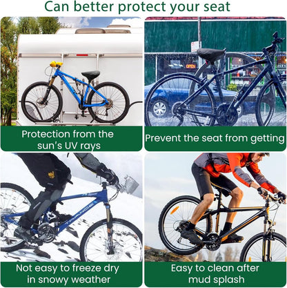 Waterproof Bicycle Saddle Cover with Drawstring - Black - Universal Size 24x27 cm - Protects Against Rain & V1188-ZXY-10866