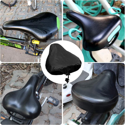 Waterproof Bicycle Saddle Cover with Drawstring - Black - Universal Size 24x27 cm - Protects Against Rain & V1188-ZXY-10866