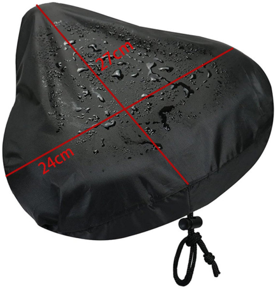 Waterproof Bicycle Saddle Cover with Drawstring - Black - Universal Size 24x27 cm - Protects Against Rain & V1188-ZXY-10866