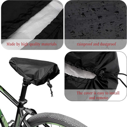 Waterproof Bicycle Saddle Cover with Drawstring - Black - Universal Size 24x27 cm - Protects Against Rain & V1188-ZXY-10866