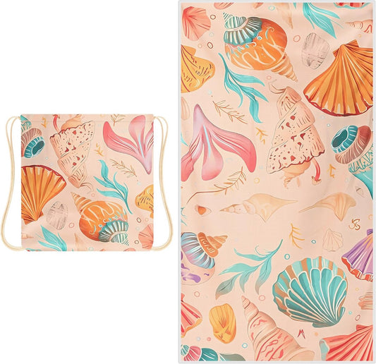 Beach Towel - 2-in-1 Foldable Beach Towel Backpack - Printed Bath Towel - Convertible Beach Mat & Carry Bag - V1188-ZXY-10867